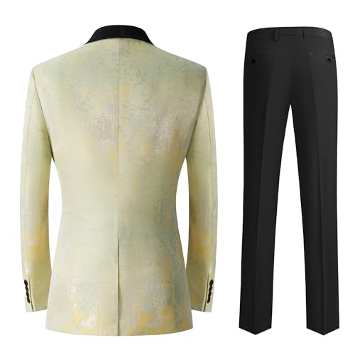 Tuxedo for Men Slim Fit 3 Pieces Shawl Lapel Printed Suits Blazer Vest Pants Prom Party Banquet Business3