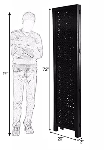 Image of Classic Wood and Craft Wooden Room Divider Partition for Living Room, Privacy Partition, Partition Wall, Divider for Makeup Studio /Office (6-Panels, S Frame Design with Bases)