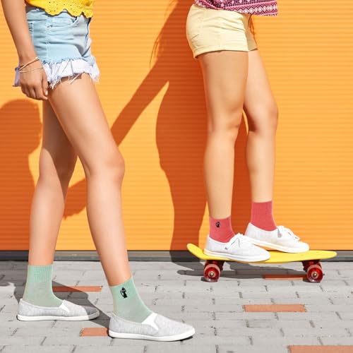 Image of Eurzom 10 Pairs Socks Womens Crew Elastic Ankle Length Cotton Socks Aesthetic Cute Lightweight Low Cut Gifts for Women