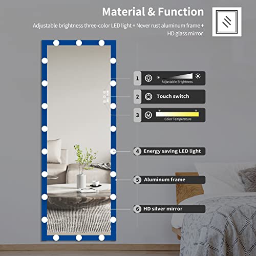 ANYHI Mirror Full Length with 22 Lights 62.6'' x 23.3'', Blue by ANYHI - Used condition - Image 2