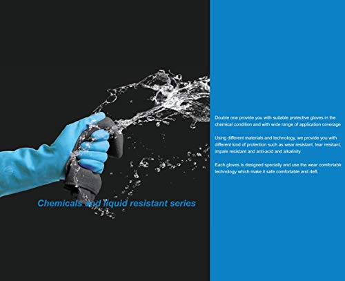 Chemical Resistant Gloves,Safety Work Cleaning Protective Heavy Duty Industrial Gloves,Natural Latex 12.2" Length Black 1 Pair Size M (Medium) #TOP3