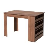 FurnitureR Esstisch Bistrotisch, Bartische & -theken,mit 3-Regalen, mit Weinregal, Küchentisch für Küche Wohnzimmer Esszimmer, 110x70x75 cm, Retro Braun