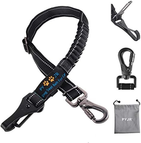 Dog Car Seatbelt, 3-in-1 Car Harness for Dogs Adjustable Safety Seatbelt, with Elastic Nylon Bungee Buffer and Latch Bar Attachment, Swivel Carabiner, for Travel and Daily Use.