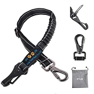 PYJR Hondentuig autogordel, hondenautogordels, eenvoudig clipsysteem met vergrendeling, veiligheidsreflecterende stiksels elastische leiders harnas, verstelbare lengte, voor kleine middelgrote grote honden.