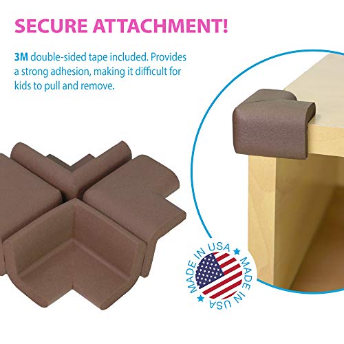 Image of KidKusion Corner Cushion | Made in USA | Brown | 8 Pack | Furniture and Corner Protector