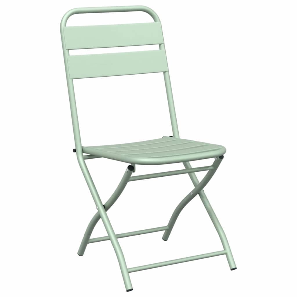 Set bistrot pieghevole in acciaio verde 3 pezzi con tavolo rettangolare e due sedie pieghevoli, design moderno per giardino, terrazza o balcone, compatto e facile da pulire.