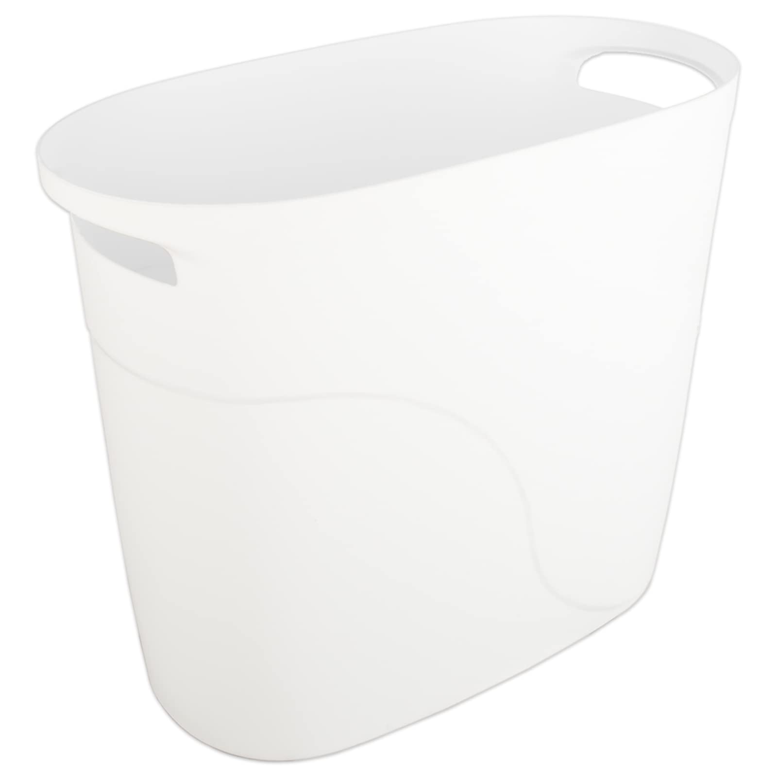 JiatuA Plastic Small Trash Can Slim Waste Basket with Handles 3.2 Gallon Narrow Garbage Container Bin for Bathroom, Bedroom, Kitchen, Home Office Under Desk, Dorm, Laundry Room, Kids Room, White