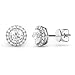 925 Sterling Silver Round CZ Cubic Zirconia Halo Earrings
