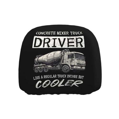 NFDWL Concrete Mixer Truck Driver Like a Regular Truck Driver Trucks Cover Solid Black Polyester Universal Headrest Covers Durable Stylish All Vehicles