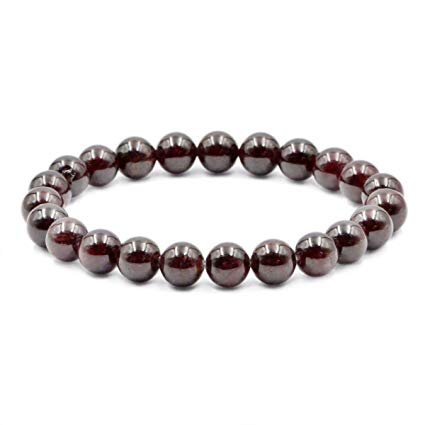 Whitewhale White Whale Red Garnet Natural Gemstone Round Beads Stretch Bracelet Healing Reiki 8mm
