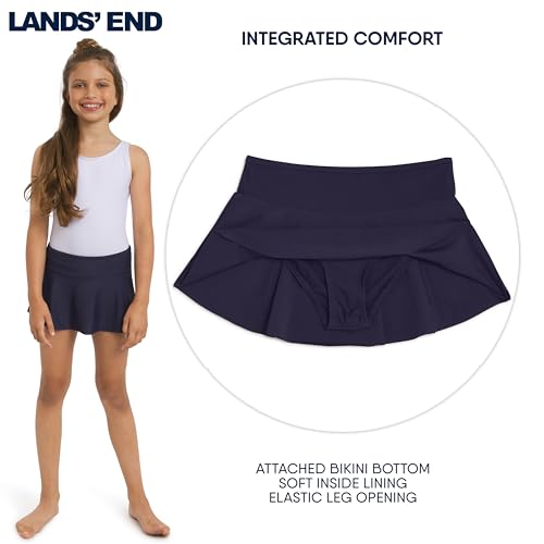 Image of Lands' End Girls' Swim UPF 50+ Stretch Waist Attached Bikini Bottom Swim Skirt