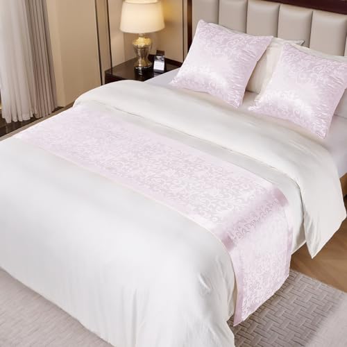 Cobedzy Blush Pink Satin Bed Runner for King Size Beds(1.8m),