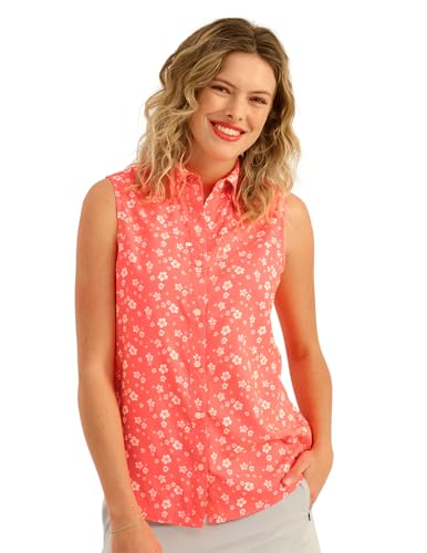 Chemise de pêche manches longues femme vêtement anti UV corail