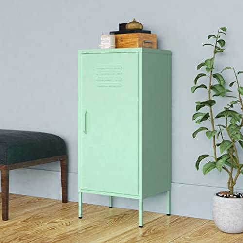 Armoire en acier vert menthe 2 étagères réglables meuble d'appoint 101cm