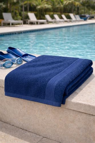 Image of Fitness Mantra Cotton Bath Towel 650 GSM | Heavyweight, Soft & Absorbent | Quick Dry | Large 30 x 60 Inch Towel for Daily Bath Use | 1 Peace| Navy|