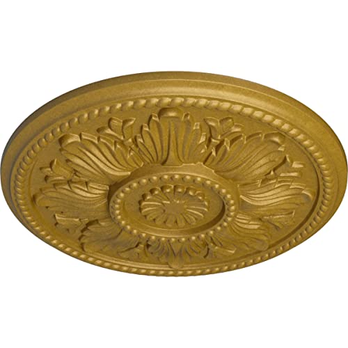 Image of Ekena Millwork CM18EDPGS Edinburgh Ceiling Medallion fits Canopies up to 5 1 /4, Pharaohs Gold