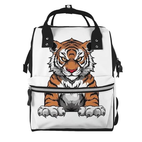 Sac à dos à langer grande capacité motif tête de tigre pour femme