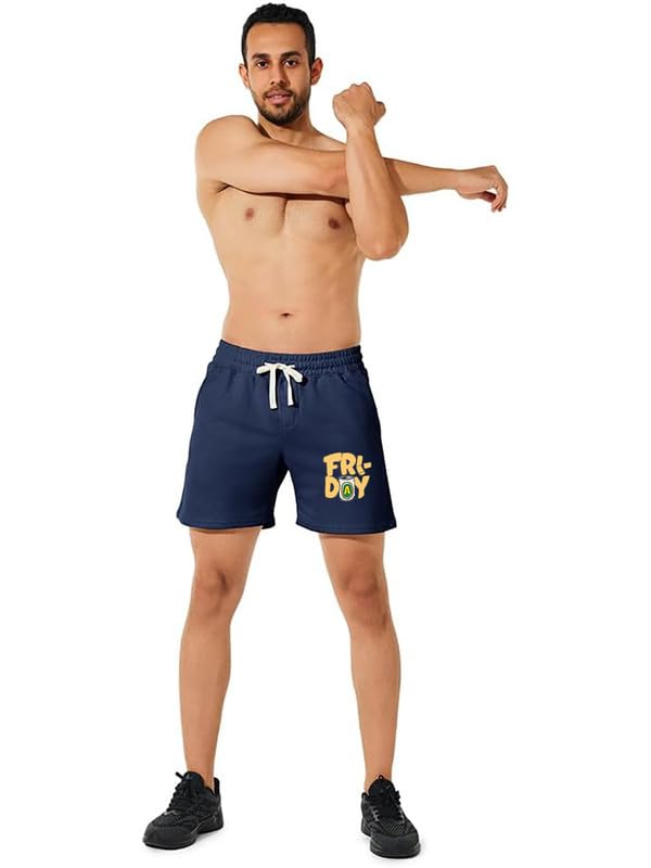 Image of hotfits Men's Casual Cotton All Season Soft Feel Fabric Printed Boxer Shorts,Workout Shorts, Elastic Waist Running Shorts with 2 Side Pockets - Pack of 1