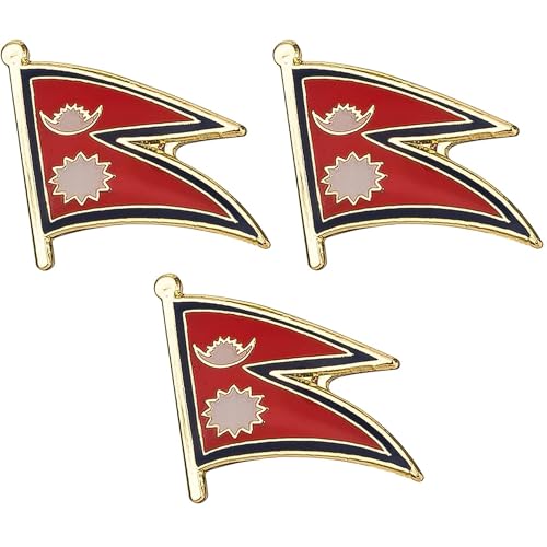 3 X Nepal National Country Flag Lapel Metal Enamel Pin Badge
