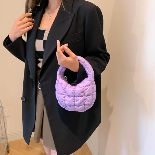 Image of Quilted MINI Handbag and Purses Women Puffer Nylon Hobo Cotton Padded Purse Work Travel Lightweight