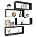 Festnjght Juego de 4 Estantes de Pared, Flotantes, Decoración, Plantas, CD, Salón, Pasillo, Rectangular, Estantería en Forma de Cubo, Color Negro Brillante, 60x15x23 cm