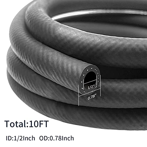 Image of 1 /2 Inch ID NBR Rubber Hose, 10 Feet Fuel Hose Line Transfer Hose for Small Engine Black