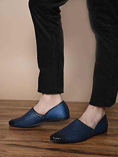 Image of San Frissco Men's Embroidered Mojaris Casual Slip-On Shoes | Soft Cushioned Footbed Insole with TPR Sole | Stylish Lightweight Jutti Perfect for Party Weddings Festive Season