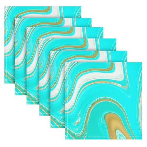 Servilletas de Tela YETTASBIN Turquesa Set x6 50.5x50.5 cm miniatura 1