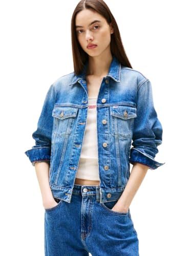 Tommy Jeans Women's Lightweight Trucker Jean Jacket with Embroidered Logo