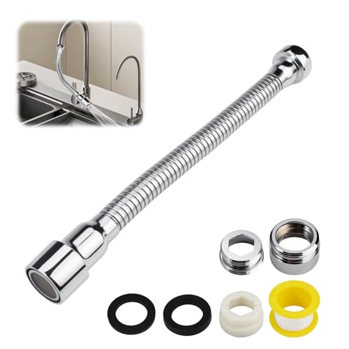 Extensor Grifo Cocina 22cm Adaptador Grifo Cocina, Extensión de Grifo Flexible 360º, Alargador Aireador Grifo Cocina, Adaptador Extensor Grifo para Fregadero, Lavabo