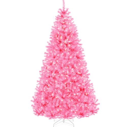 Best Choice Products 6ft Pre-Lit Pink Christmas Tree, Full Artificial...
