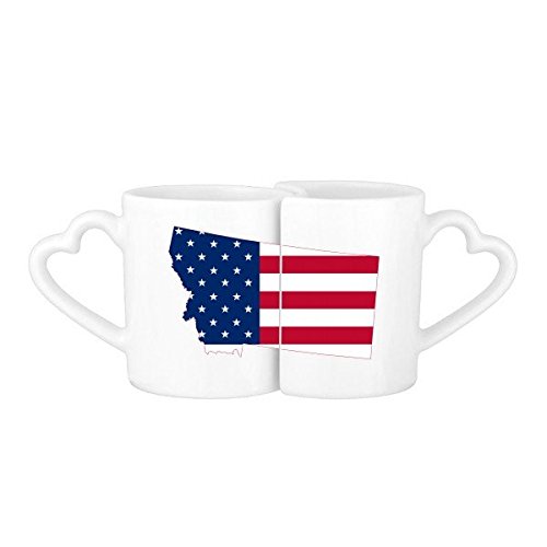 DIYthinker Gli Stati Uniti d'America Stati Uniti d'America Montana Mappa Bandiera Stelle e Strisce Forma Lovers' Mug Lover Tazze Set Bianco Ceramica Ceramica del Regalo della Tazza di Latte Tazza di
