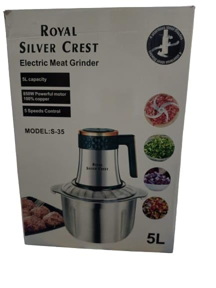 SilvrCrest Mini Chopper Electric Food Processor 5 L,Meat Grinder with 3D Stainless Steel Blades,1000W for Meat Onions Vegetables Fruits Nut