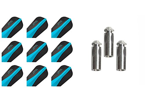 3 Sets of Harrows Retina Slim Dart Flights Plus 1 Set of 3 Aluminum Dart Flight Protectors (Aqua)