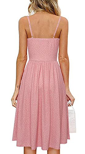 Image of Women's Summer Casual Dress Florals Buttons Down Ruched Sweetheart Neck Sleeveless Midi Sundress
