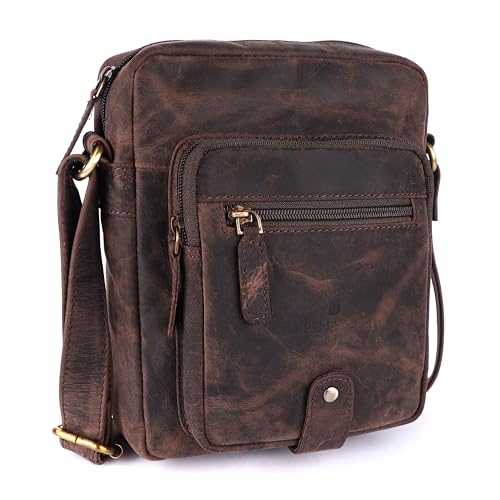 Image of Premium Genuine Leather Messenger Sling Bag for Men & Women - Multipurpose Crossbody Bag with Adjustable Strap & Multiple Pockets for Travel, Office, Work, College & Daily Use