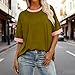Women's Short Sleeve Crewneck Casual Tees, Comfy Dressy Loose Shirts Fashion Color Block Summer Tops Army Green