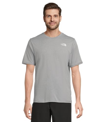 The North Face Men's 24/7 Short-Sleeve Tee - Lightweight Athletic Shirt with FlashDry Technology & Heat Transfer Logo, TNF Pale Grey Heather, Small