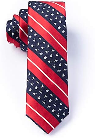 Men's Red White Blue Freedom USA Stars & Stripes American Flag Patriotic Tie Necktie