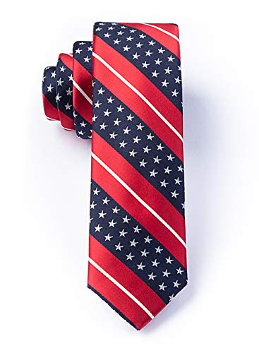 Men's Red White Blue Freedom Usa Stars & Stripes American Flag Patriotic Tie Necktie #TOP3