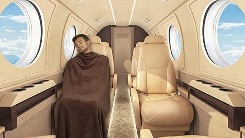 Image of BlueHills Premium Soft Travel Blanket Pillow Airplane Blanket Soft Bag Pillow case with Hand Luggage Belt and Backpack Clip Compact Pack Large Blanket Throw Air Plane Flight Travel (Brown T009)