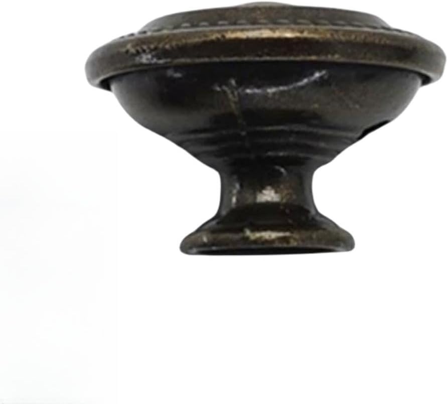 Antique Black Drawer Single Hole Knob Antique Disk American, Zinc Alloy Cabinet Hardware for Kitchen Bathroom Pulls 1.26Inch Diameter (10)