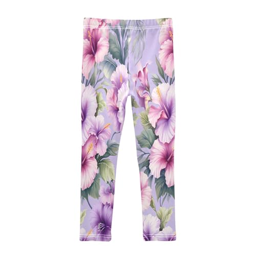 Bolaz Toddler Girls Leggings Printed Yoga Pants Leggings Purple Pink Flower for Kids2
