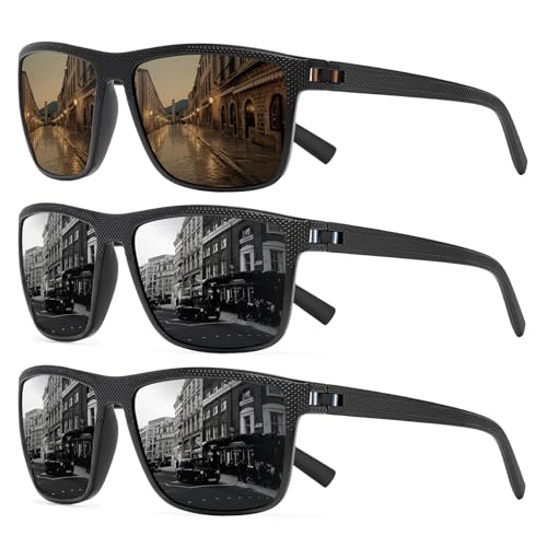 Square Polarized Sunglasses for Men and Women Lightweight Frame Sun Glasses with UV Protection
