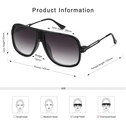 Retro Aviator Sunglasses for Women Men Oversized 70s 90s Square Womens Mens Sunnies AP3683