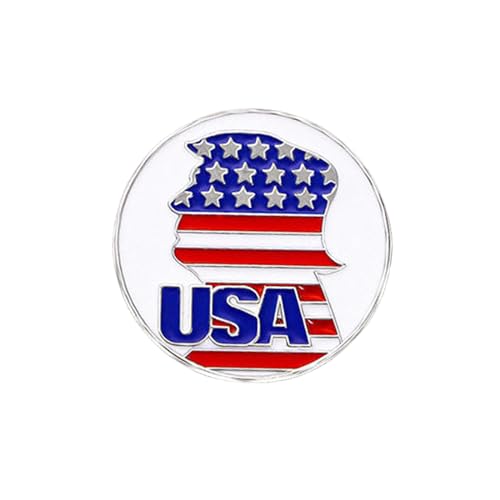 Image of USA Flag Brooch Pin for Women American Flag Brooches 4th of July Patriotic Red White Blue USA Flag Lapel Pin American Patriotic Medal Brooches Dress Accessories for Independence Day