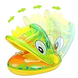 Baby Schwimmring,Baby schwimmring aufblasbarer,Baby schwimmring mit Sonnenschutz Sonnenschirm,Schwimmsitz Baby,Baby schwimmtrainer,aufblasbarer schwimmreifen (Grüner Dinosaurier)