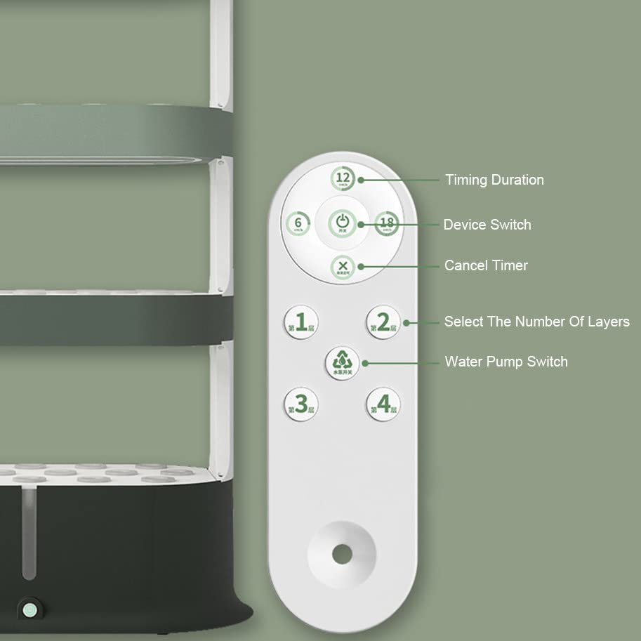 Tour de croissance hydroponie de 4 niveaux, système de jardin intérieur de 64 héros avec télécommande LED à spectre complet pour herbes, kit de plantation compact sans sol pour cuisine domestique