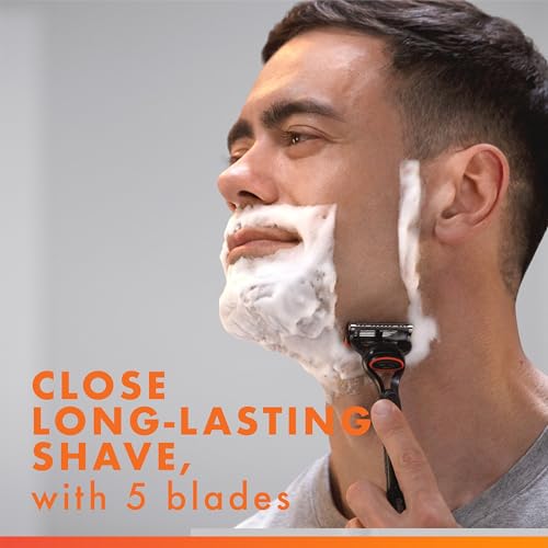 Image of Gillette Men's Fusion5 Razor Handle + 1 Blade Refill, Stainless Steel, Contemporary, Men's, Male, Stainless Steel, 5 Blades, 1 Count