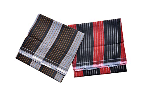 Image of RETRO 100% Pure Cotton Striped Design Lungi For Men (2.00 Meters - 2.25 Meters - 2.50 Meters) Stitched Unstitched Available